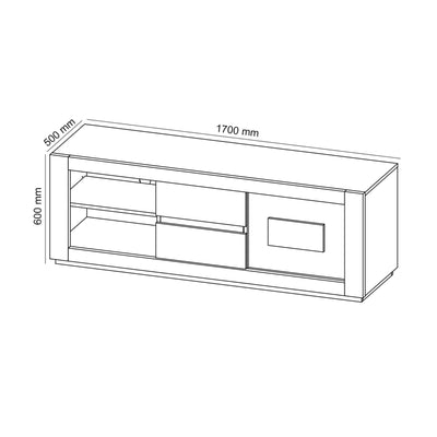 Meuble TV SACHOURI 2 portes chêne canyon/marbre 170 CM