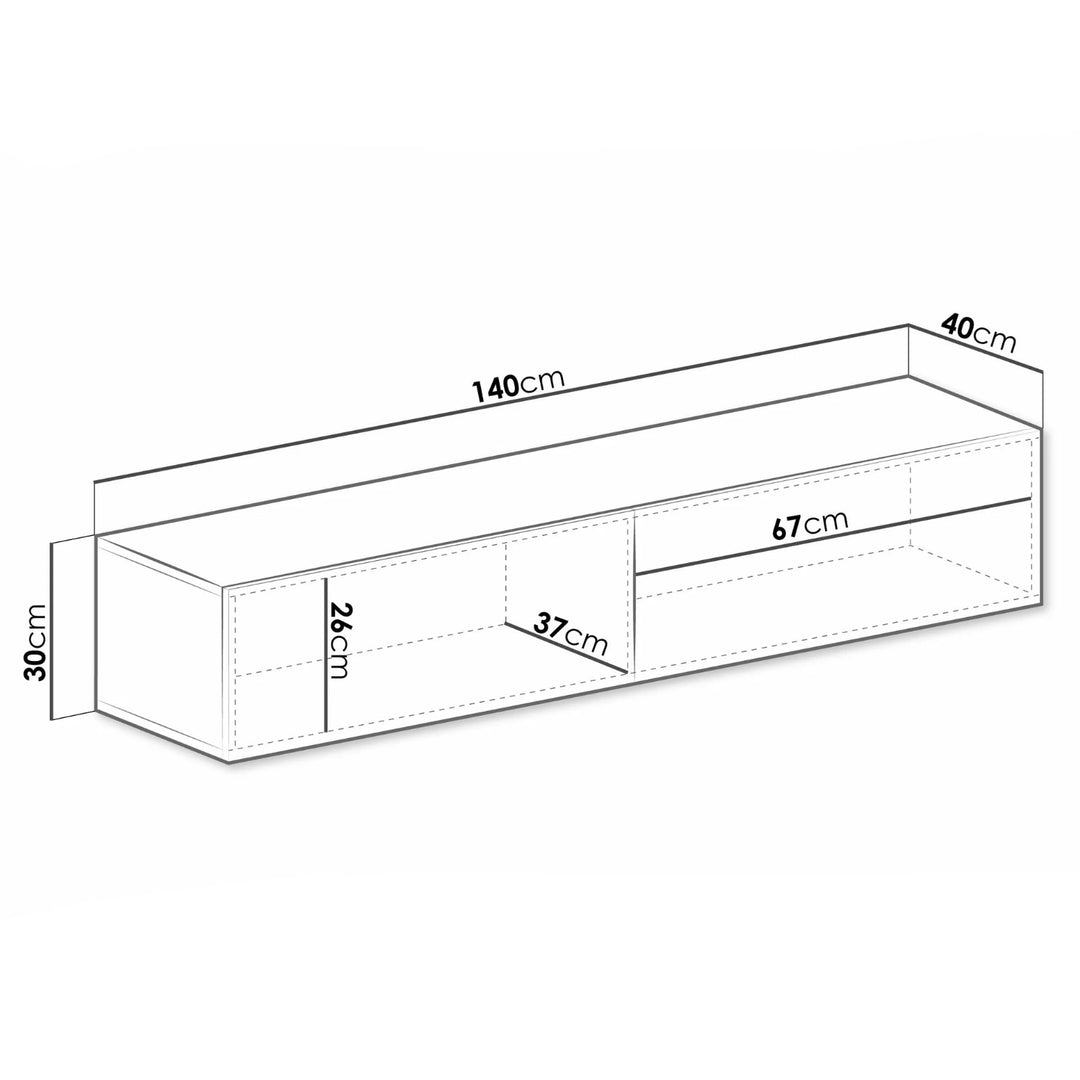 Meuble TV MOBILIER 1 Vilrin II (Noir + Chêne wotan)