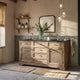 Meuble double vasque LOBERON Malmaison en chêne revalorisé et pierre naturelle — photo produit