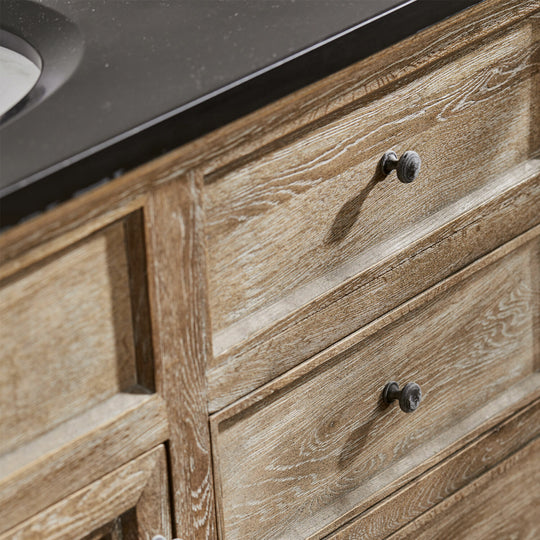 Meuble double vasque LOBERON Malmaison en chêne revalorisé et pierre naturelle — photo produit