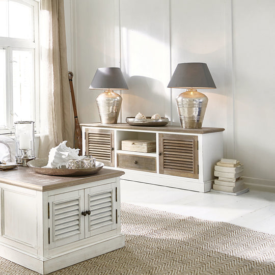 Meuble bas LOBERON Glencoe marron et blanc vieilli — photo produit