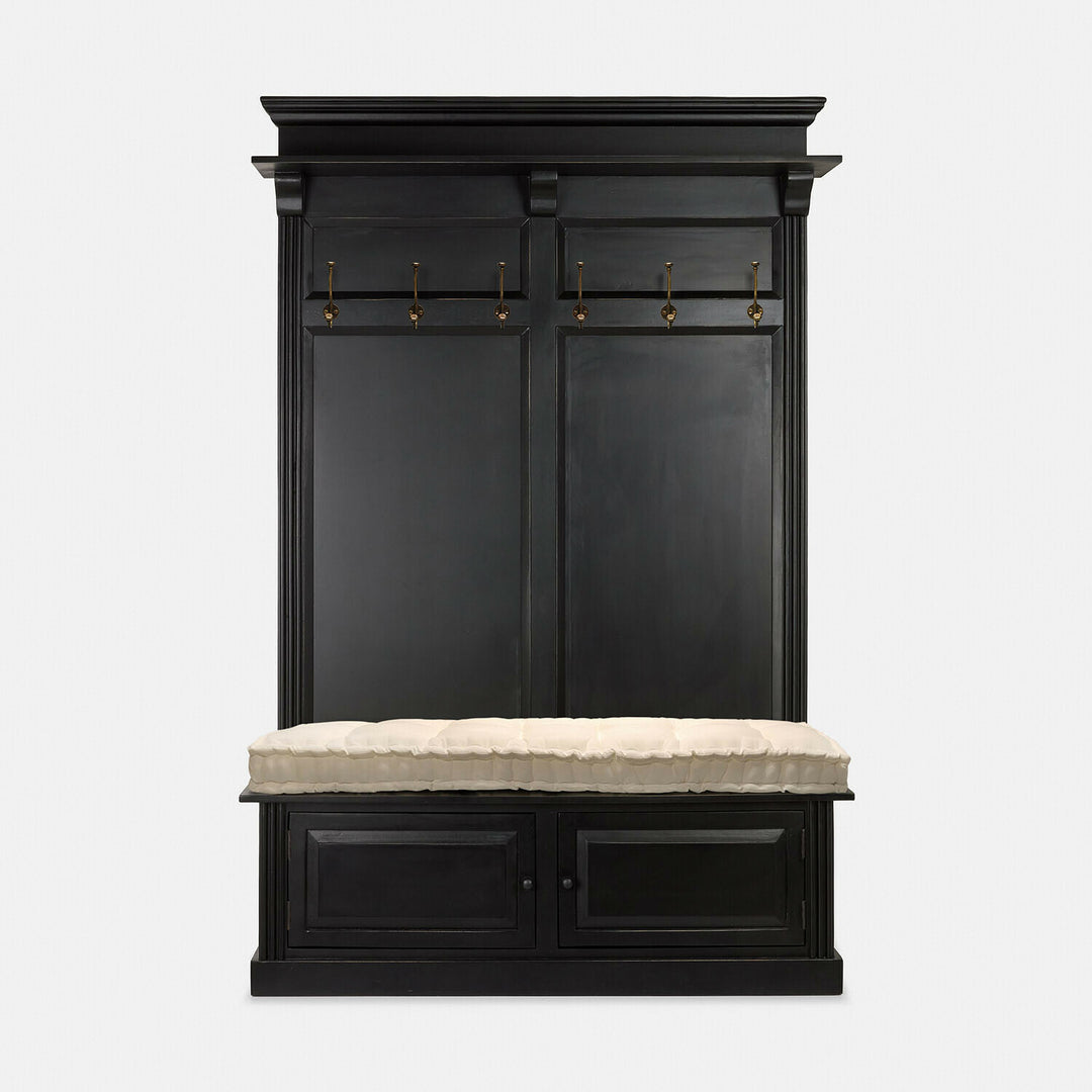 Meuble d'entrée LOBERON Eldwin en bois noir avec banquette crème — photo produit