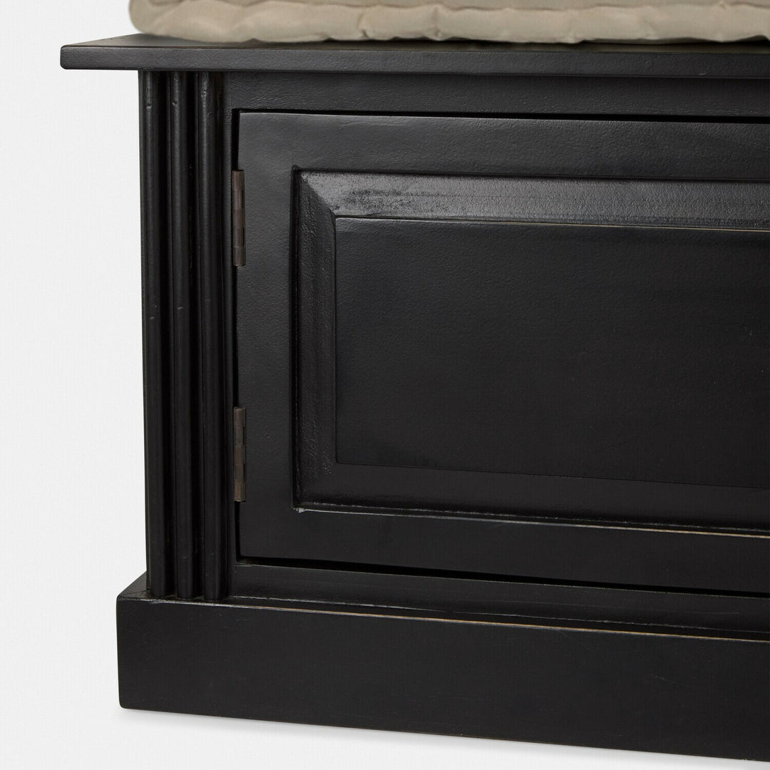 Meuble d'entrée LOBERON Eldwin en bois noir avec banquette crème — photo produit