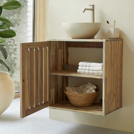 Meuble de Salle de Bain TIKAMOON Lila en bois d'acacia 60 cm — photo produit