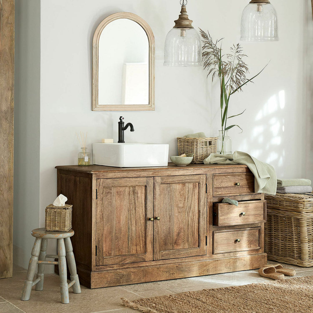 Meuble vasque LOBERON Dorchester marron et blanc — photo produit