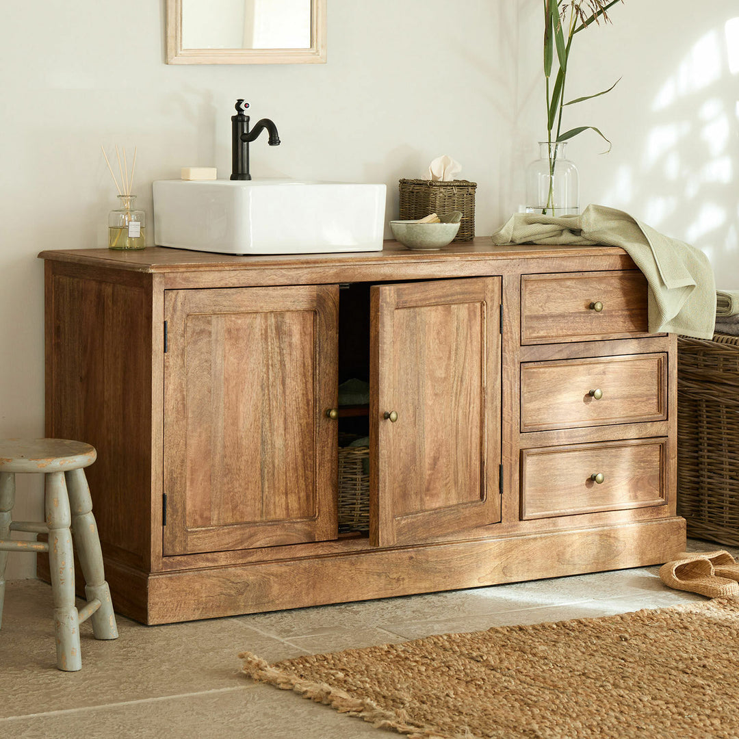 Meuble vasque LOBERON Dorchester marron et blanc — photo produit