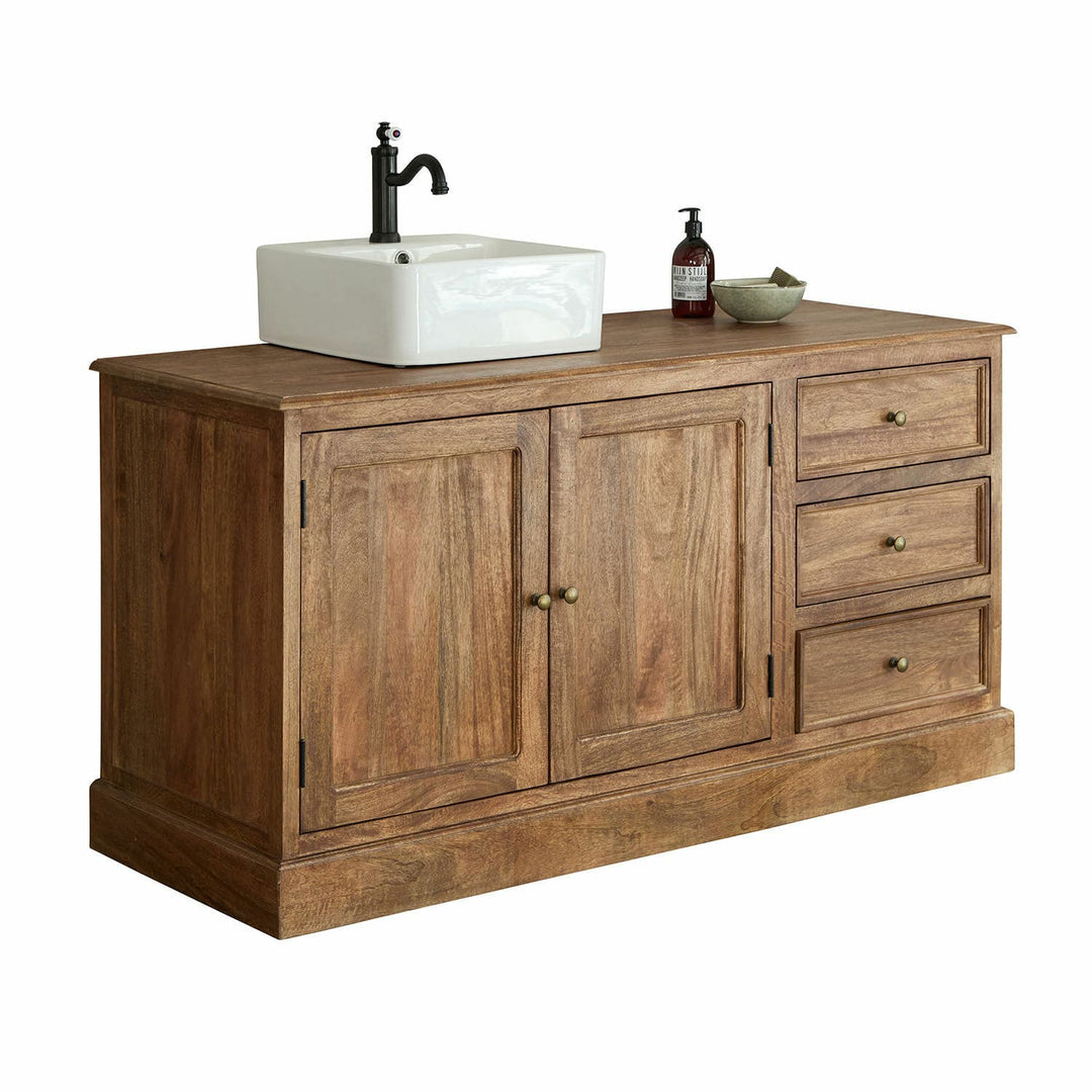Meuble vasque LOBERON Dorchester marron et blanc — photo produit