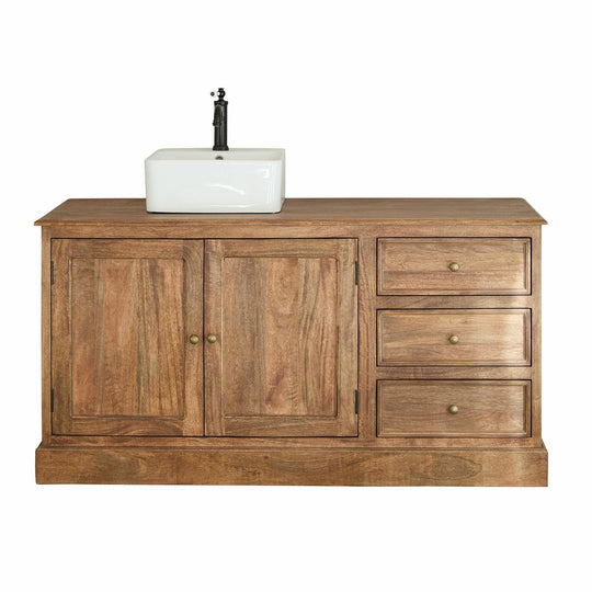 Meuble vasque LOBERON Dorchester marron et blanc — photo produit