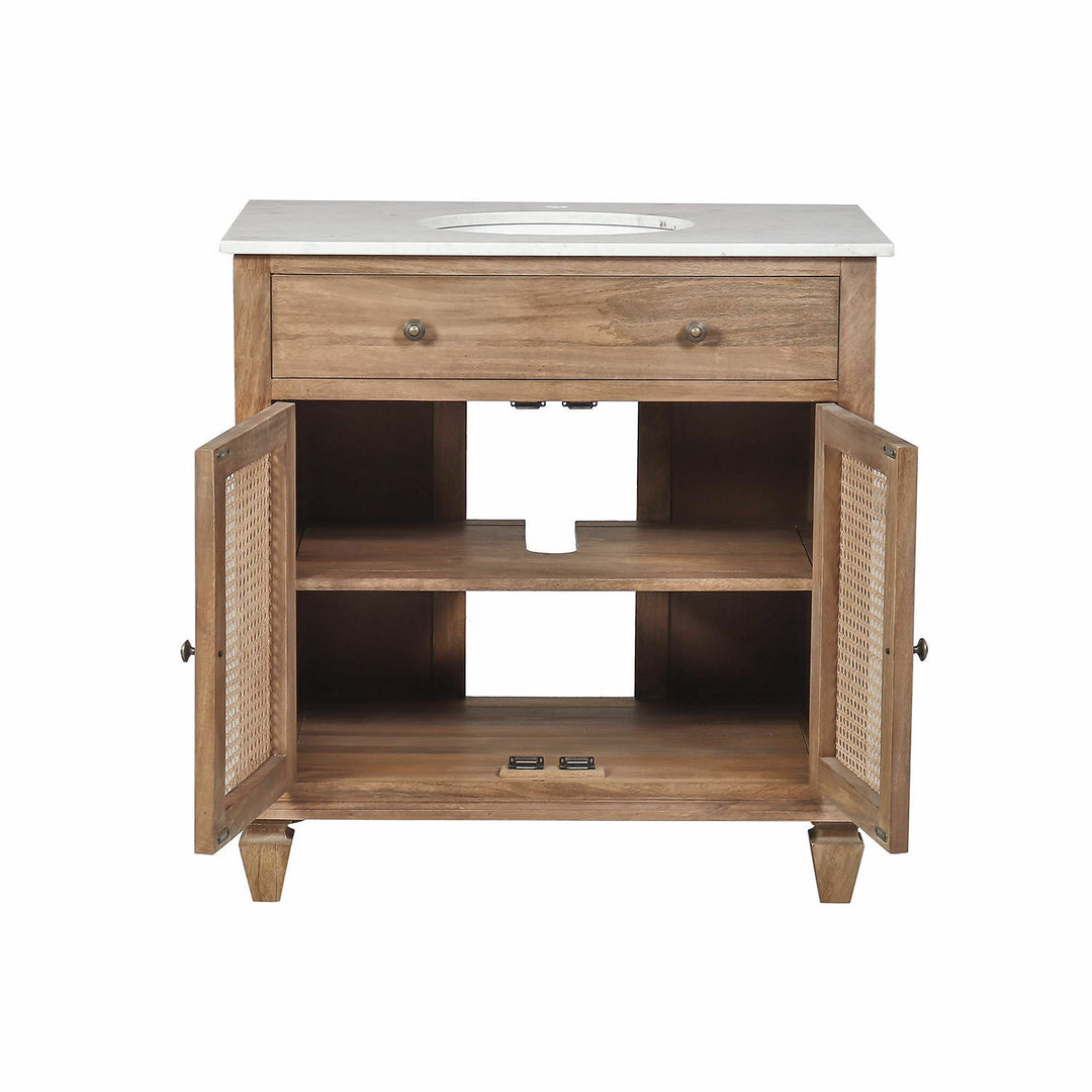 Meuble vasque LOBERON Emyl en mindi et cannage — photo produit