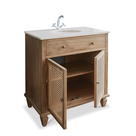 Meuble vasque LOBERON Emyl en mindi et cannage — photo produit