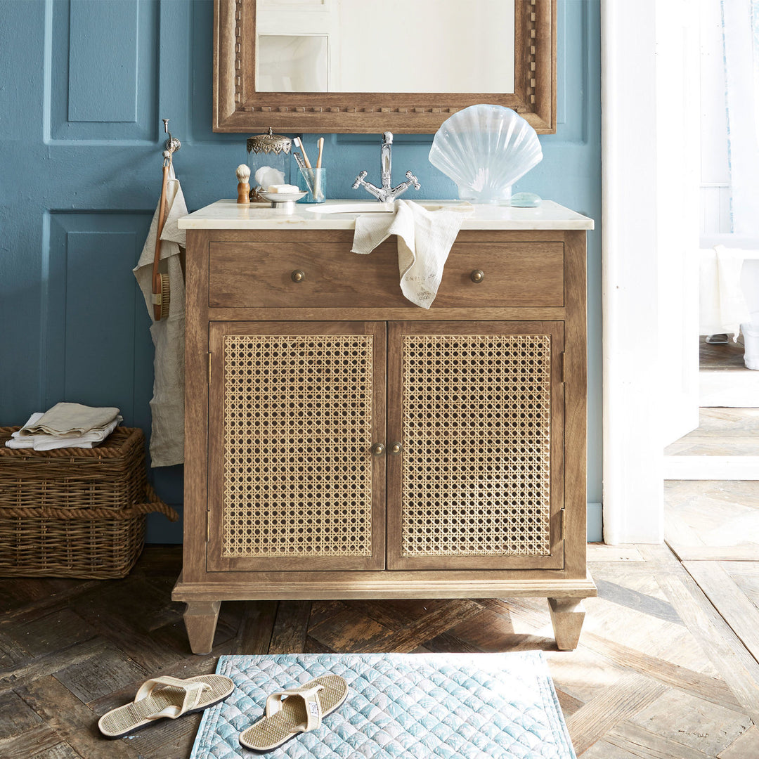 Meuble vasque LOBERON Emyl en mindi et cannage — photo produit