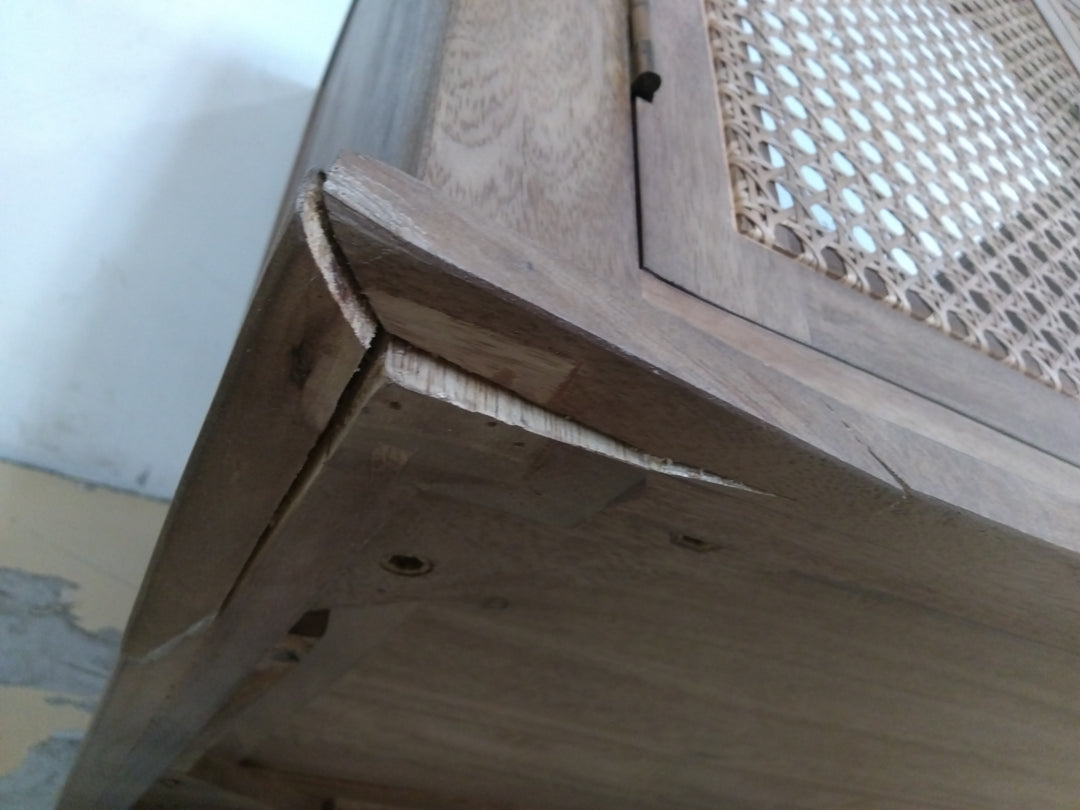 Meuble vasque LOBERON Emyl en mindi et cannage — photo produit