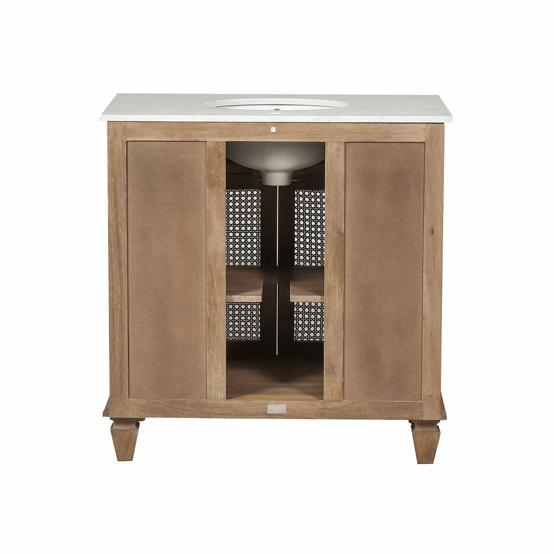 Meuble vasque LOBERON Emyl en mindi et cannage — photo produit