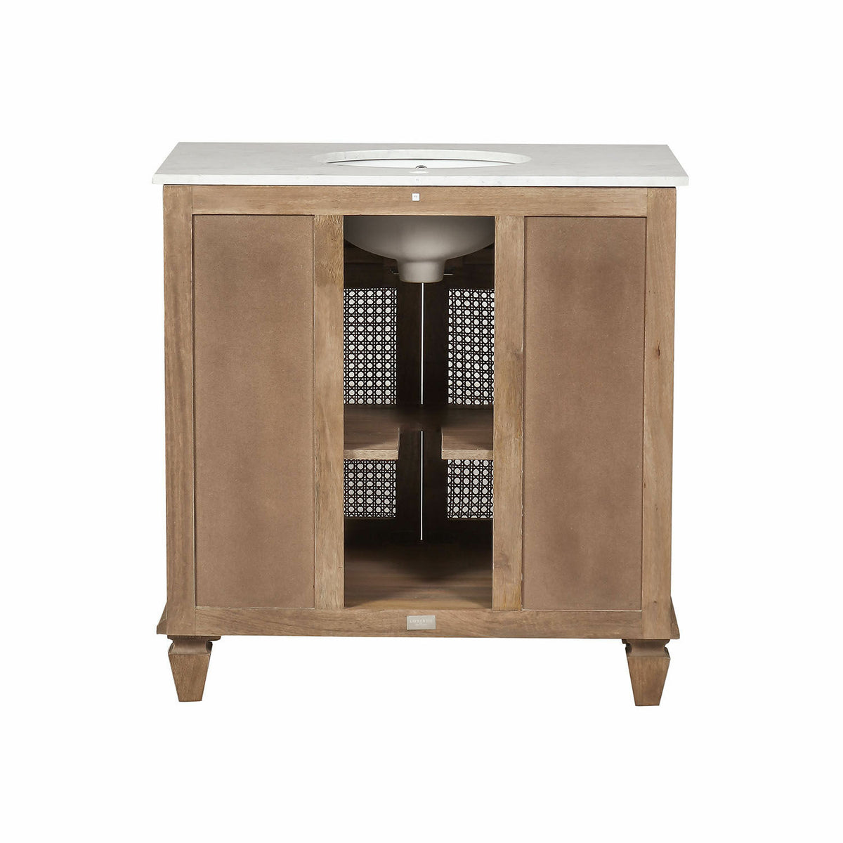 Meuble vasque LOBERON Emyl en mindi et cannage — photo produit