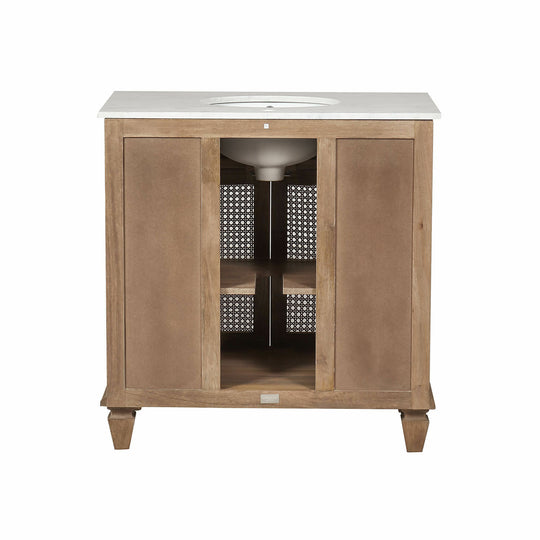 Meuble vasque LOBERON Emyl en mindi et cannage — photo produit