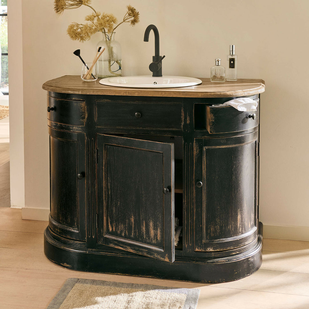 Meuble et vasque Louisina LOBERON noir vieilli marron — photo produit