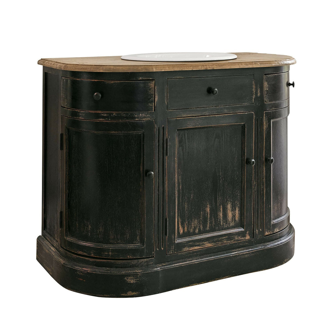 Meuble et vasque Louisina LOBERON noir vieilli marron — photo produit