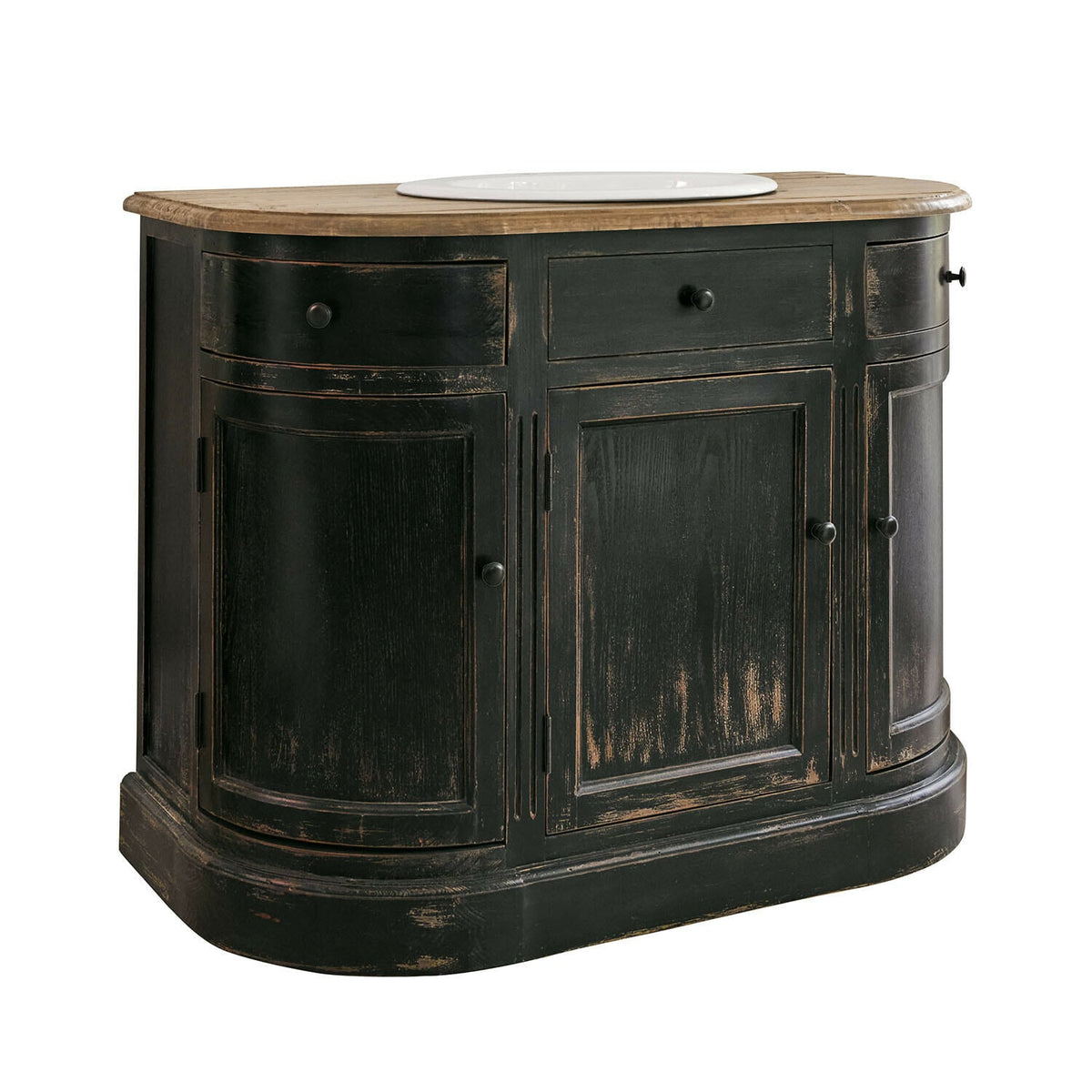 Meuble et vasque Louisina LOBERON noir vieilli marron — photo produit