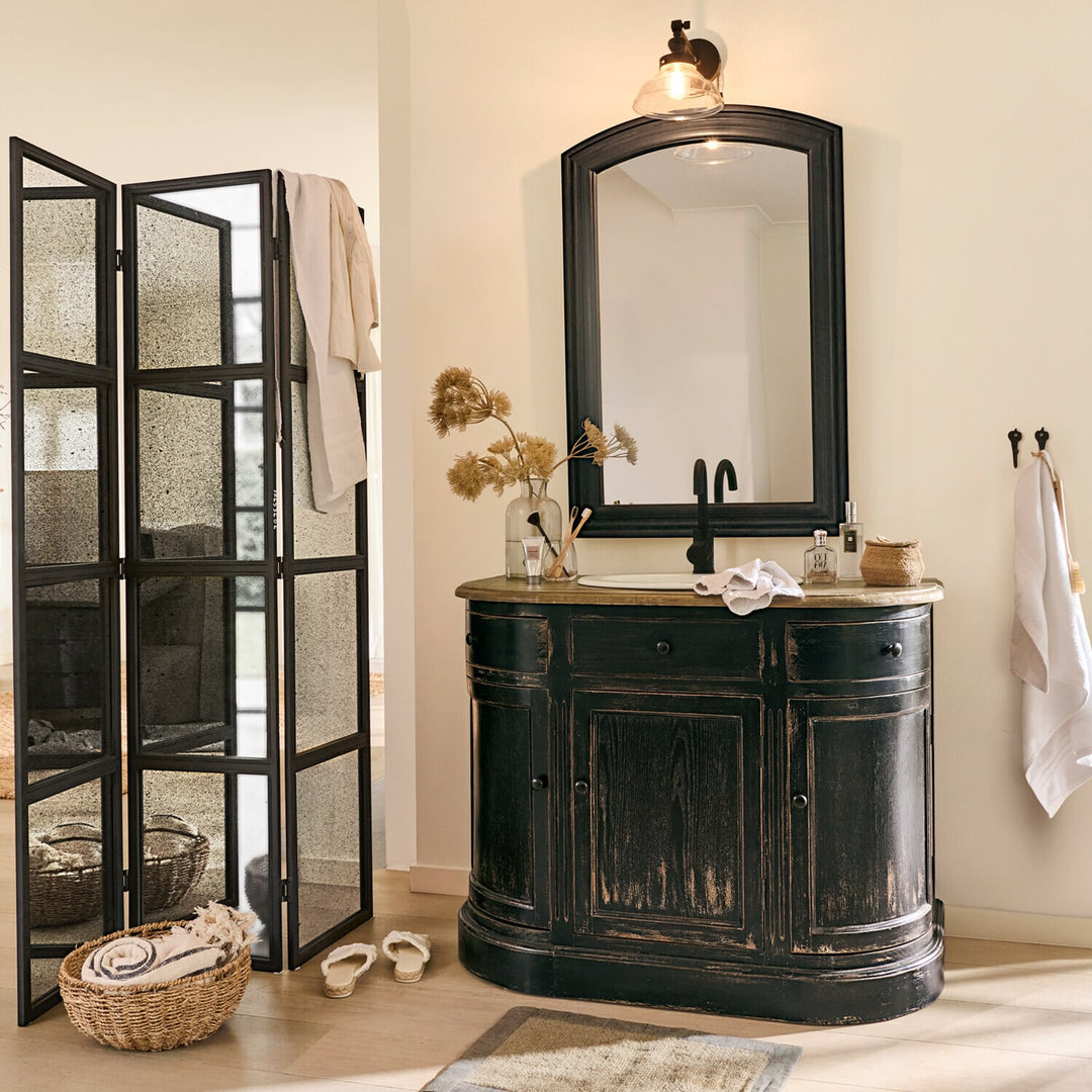 Meuble et vasque Louisina LOBERON noir vieilli marron — photo produit