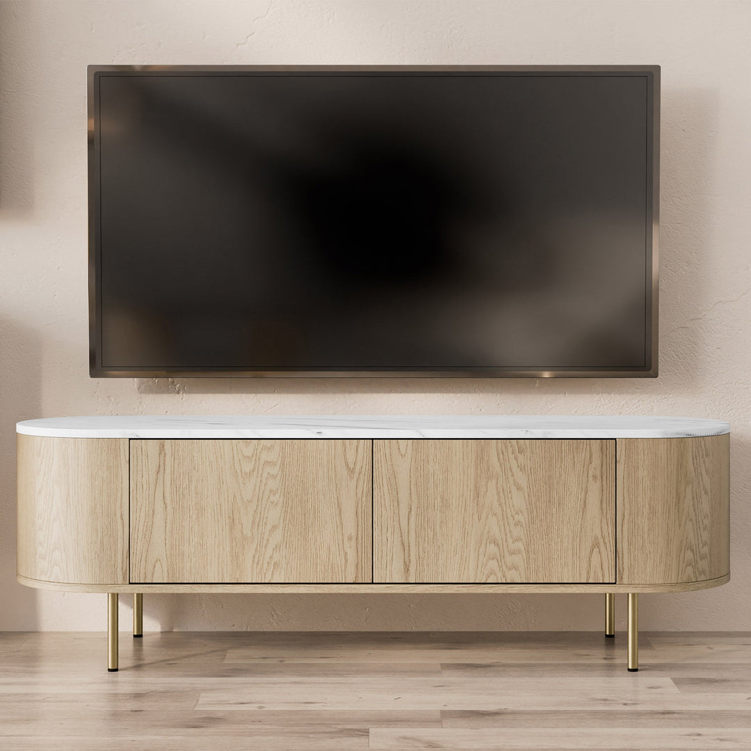Meuble TV Mobilier 1 Comfivo Livtena (Marbre blanc + Doré) — photo produit