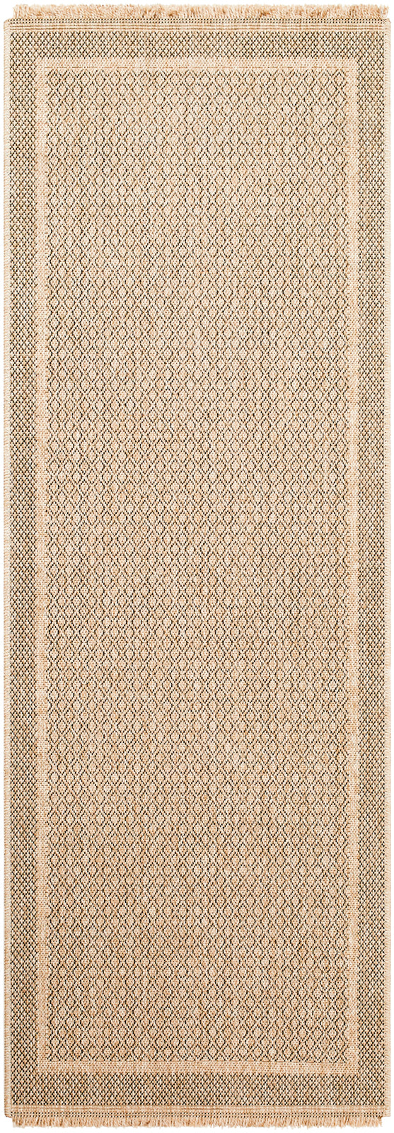Tapis d'Extérieur/Intérieur Aspect Jute Beige/Noir  Akron