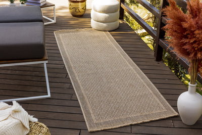 Tapis d'Extérieur/Intérieur Aspect Jute Beige/Noir  Akron