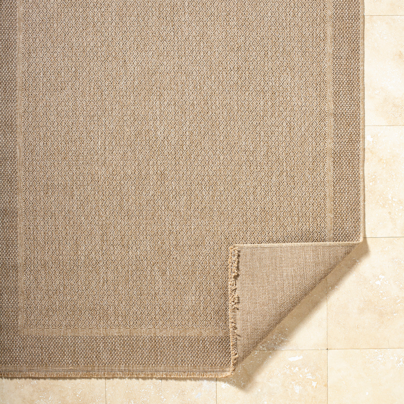 Tapis d'Extérieur/Intérieur Aspect Jute Beige/Noir  Akron