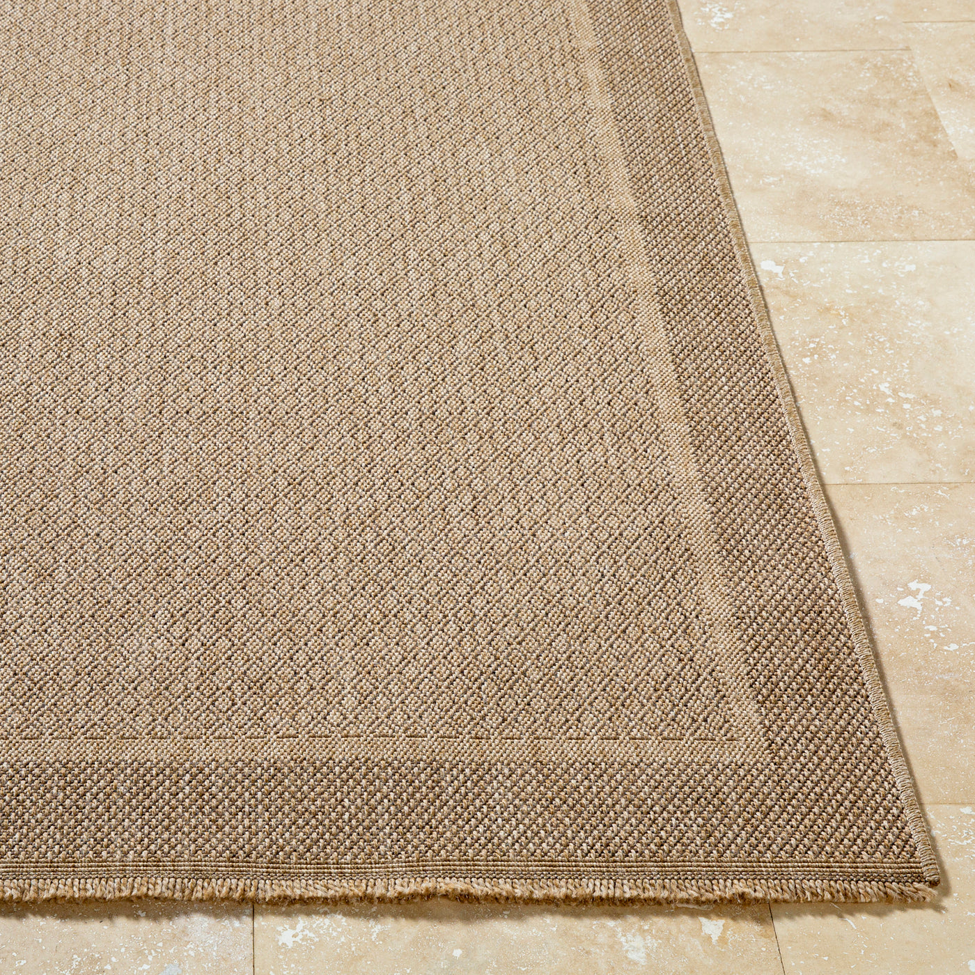 Tapis d'Extérieur/Intérieur Aspect Jute Beige/Noir  Akron