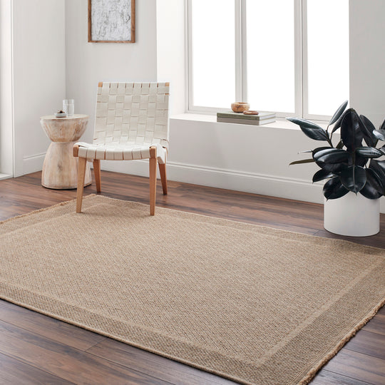 Tapis d'Extérieur/Intérieur Aspect Jute Beige/Noir  Akron