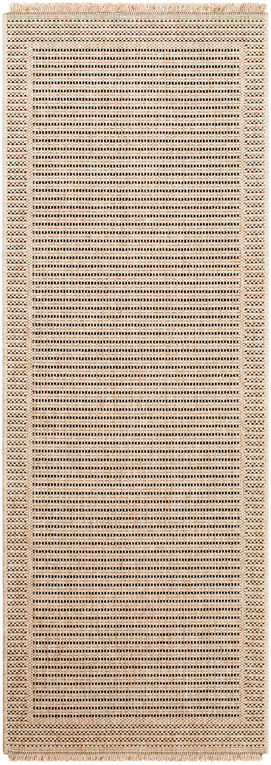Tapis d'Extérieur/Intérieur Aspect Jute Beige/Noir 2 Benton