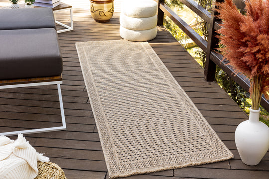 Tapis d'Extérieur/Intérieur Aspect Jute Beige/Noir 2 Benton