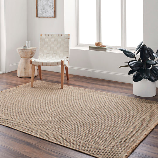 Tapis d'Extérieur/Intérieur Aspect Jute Beige/Noir 2 Benton