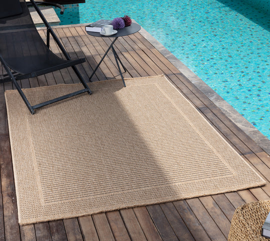 Tapis d'Extérieur/Intérieur Aspect Jute Beige/Noir 2 Benton