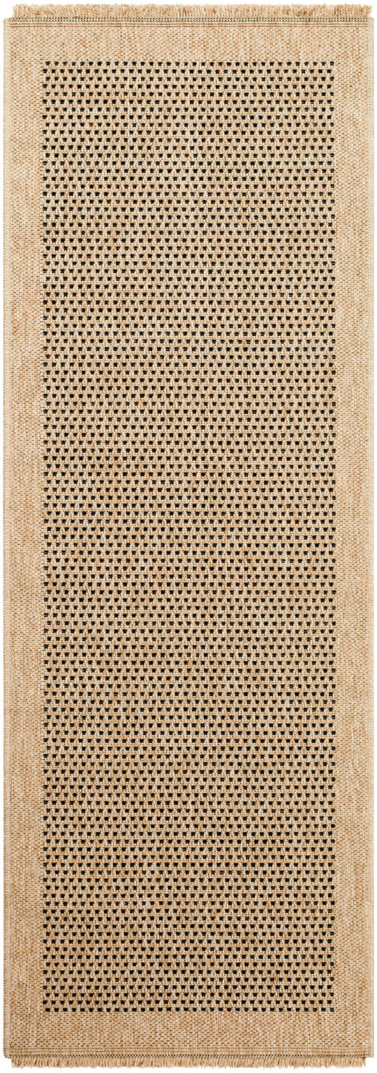Tapis d'Extérieur/Intérieur Aspect Jute Beige/Noir Burlington