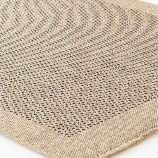 Tapis d'Extérieur/Intérieur Aspect Jute Beige/Noir Burlington