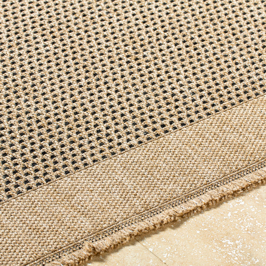 Tapis d'Extérieur/Intérieur Aspect Jute Beige/Noir Burlington