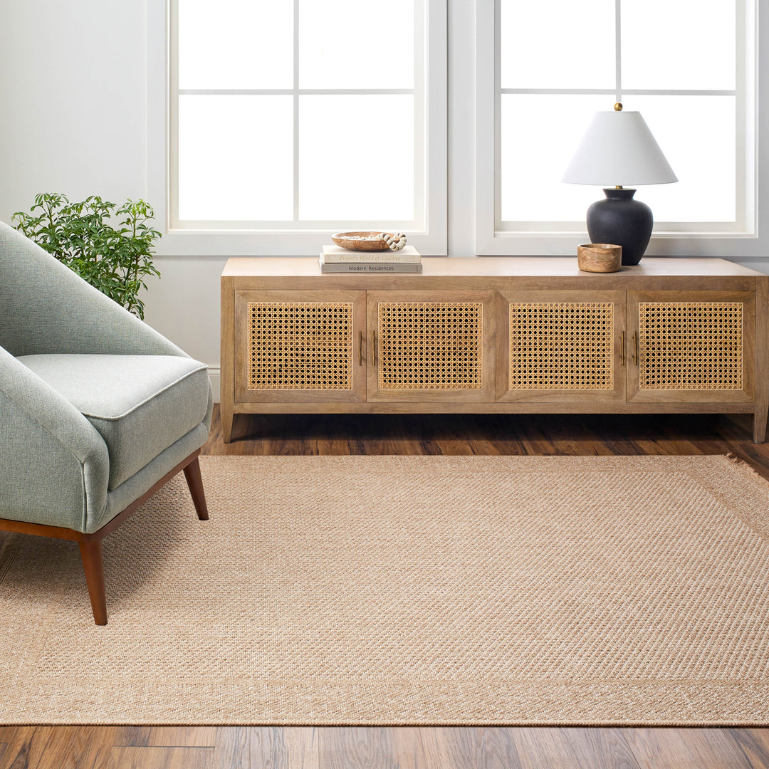 Tapis d'Extérieur/Intérieur Aspect Jute Beige/Noir  Trenton