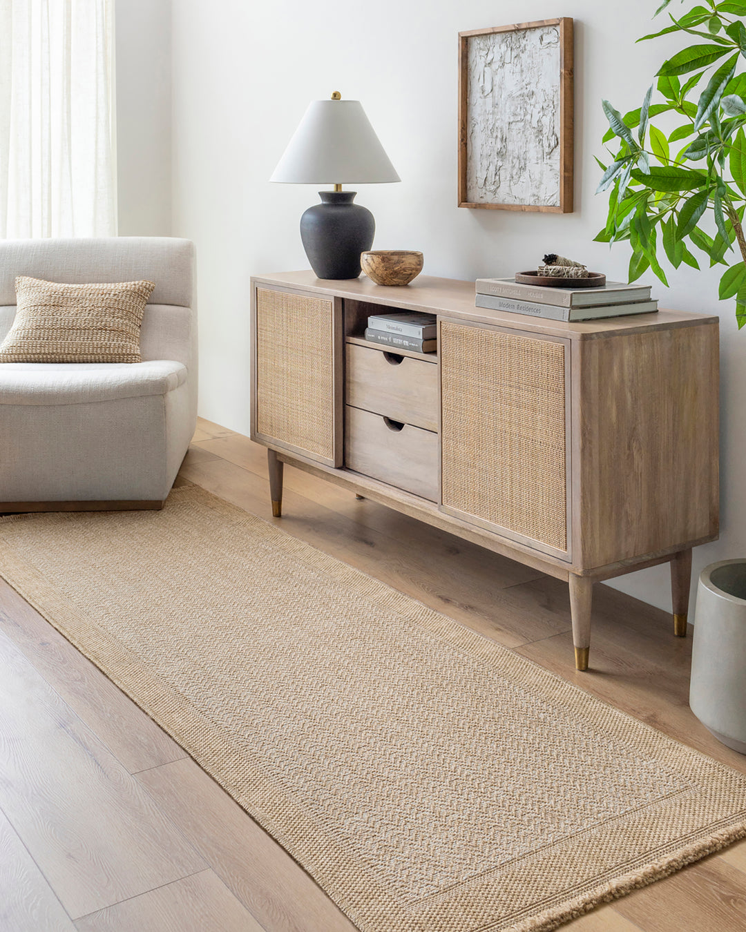 Tapis d'Extérieur/Intérieur Aspect Jute Beige/Noir 5 Lexington