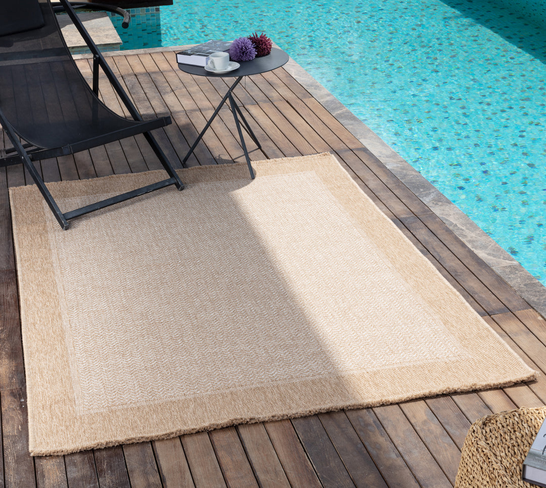 Tapis d'Extérieur/Intérieur Aspect Jute Beige/Noir 5 Lexington