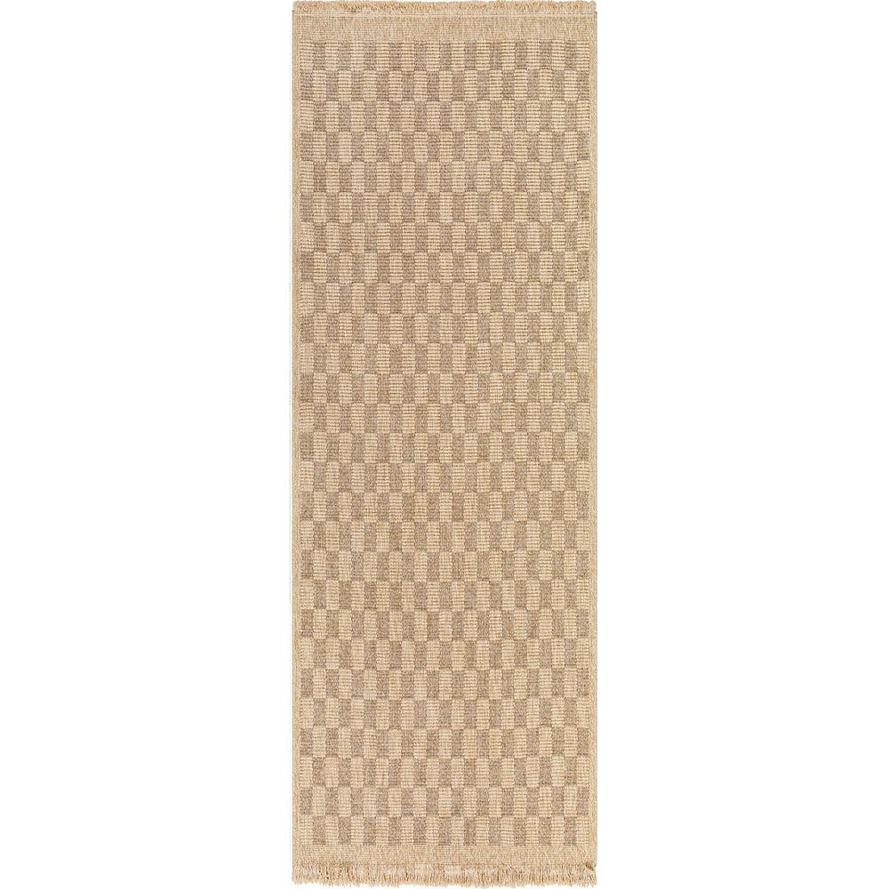 Tapis d'Extérieur/Intérieur à Carreaux Aspect Jute Beige Lexington
