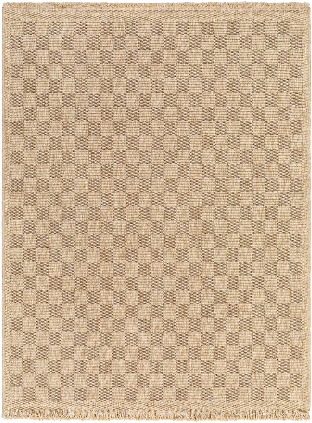Tapis d'Extérieur/Intérieur à Carreaux Aspect Jute Beige Lexington
