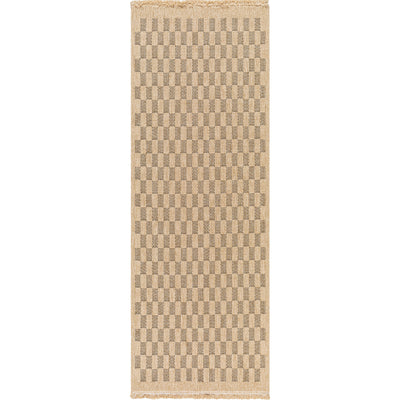 Tapis d'Extérieur/Intérieur à Carreaux Aspect Jute Beige/Noir Lexington