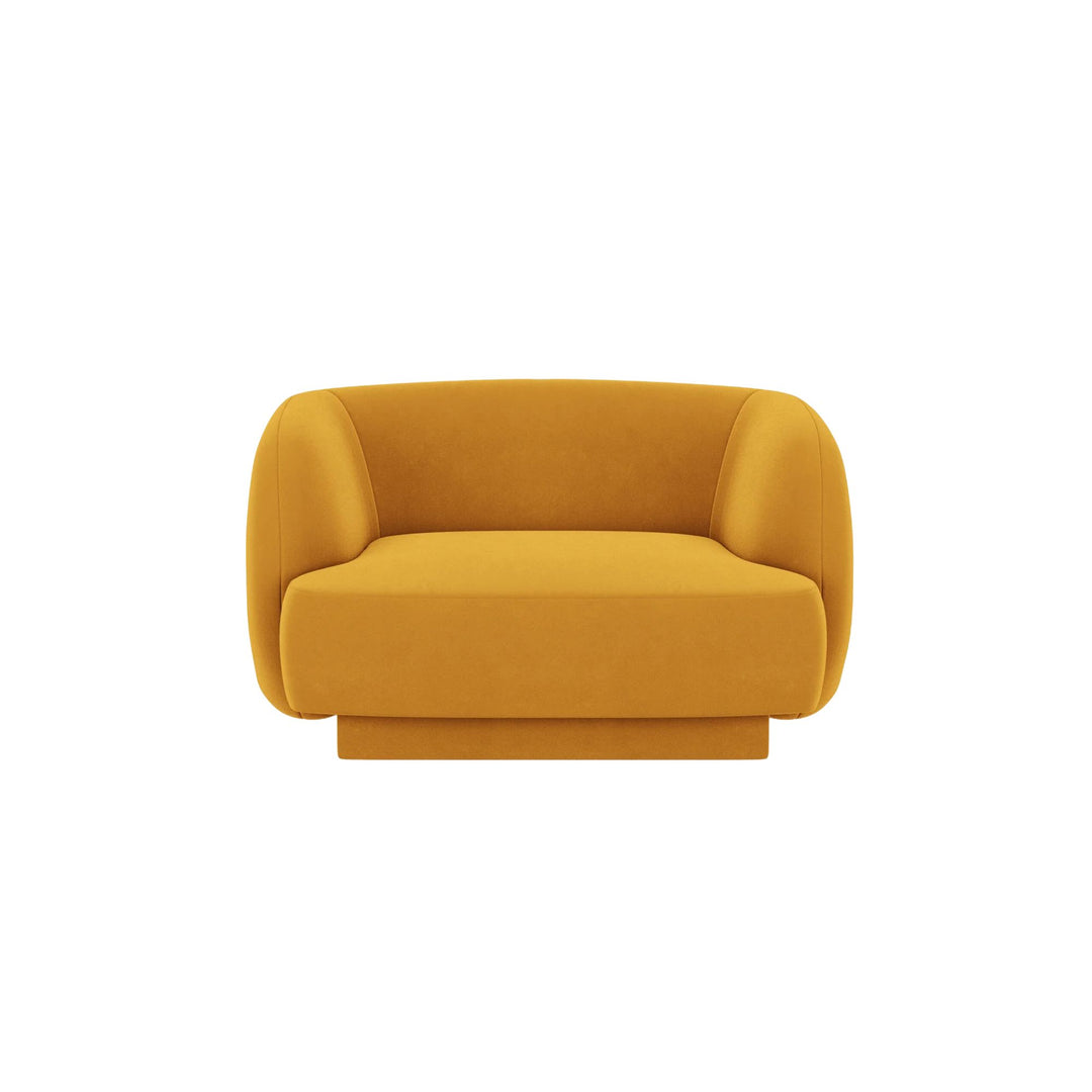 Canapé MICADONI Miley 6 places avec Pouf et Fauteuil en Velours Jaune Moutarde