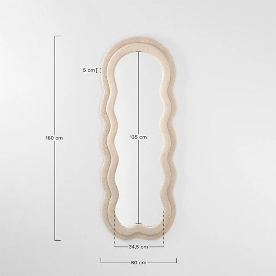 Miroir mural SKLUM Evelyn 60x160 cm tapissé Blanc