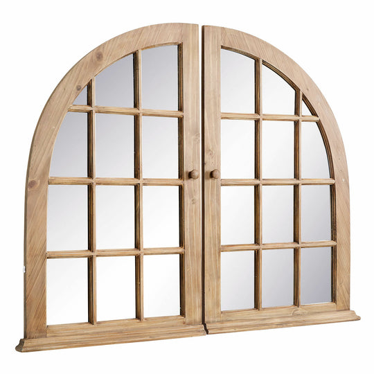 Miroir LOBERON Yelvino fenêtre archée en bois — photo produit