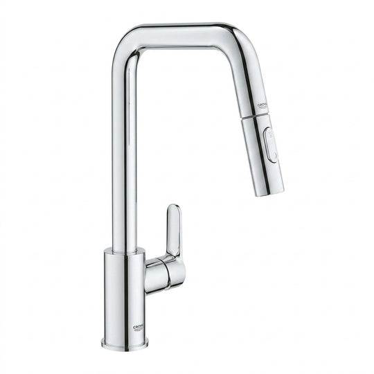Mitigeur de cuisine monocommande GROHE 30631000 avec douchette extractible 2 jets –et bec mobile 360 en laiton chrome — photo produit
