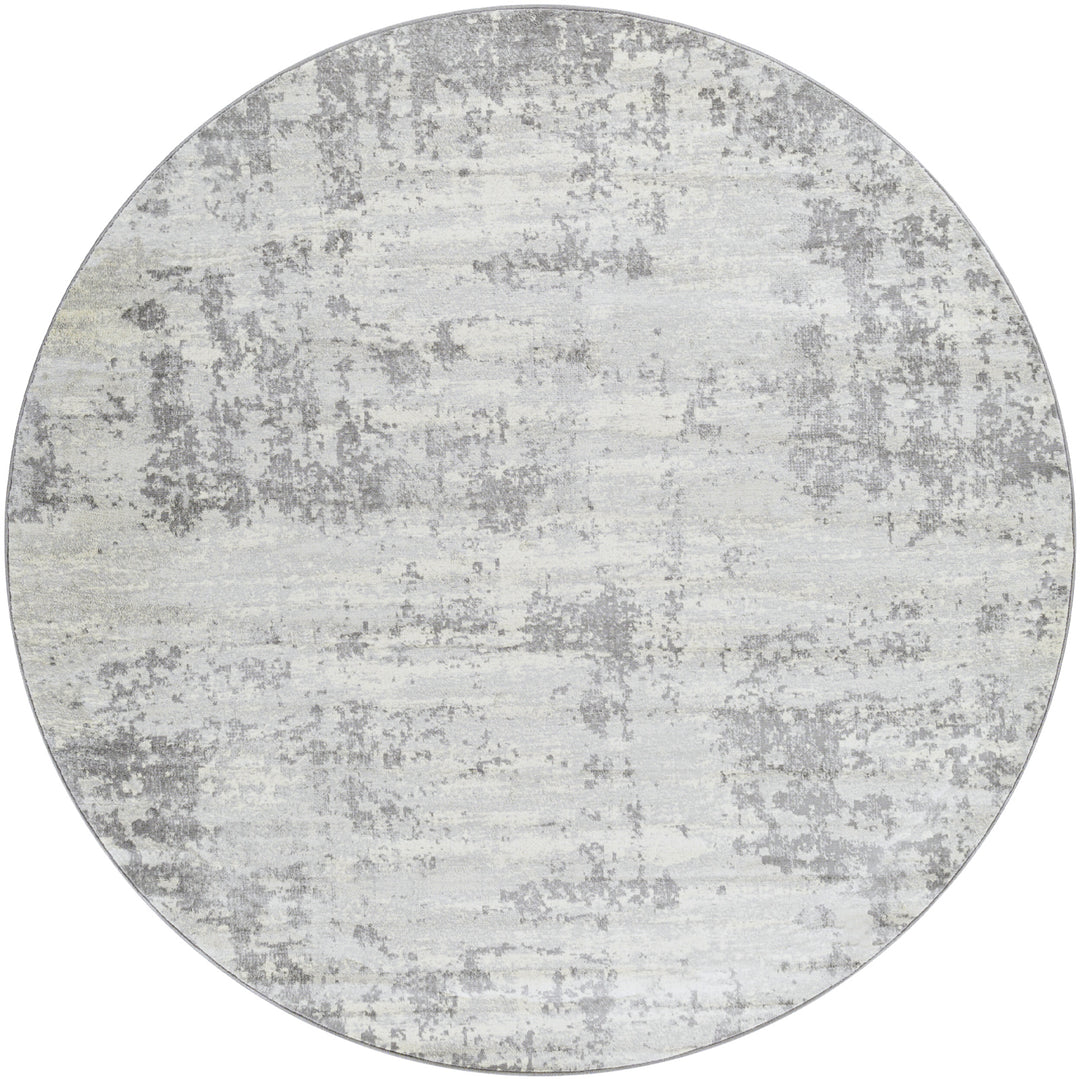 Tapis Rond Abstrait Moderne Gris/Ivoire Rond Dali
