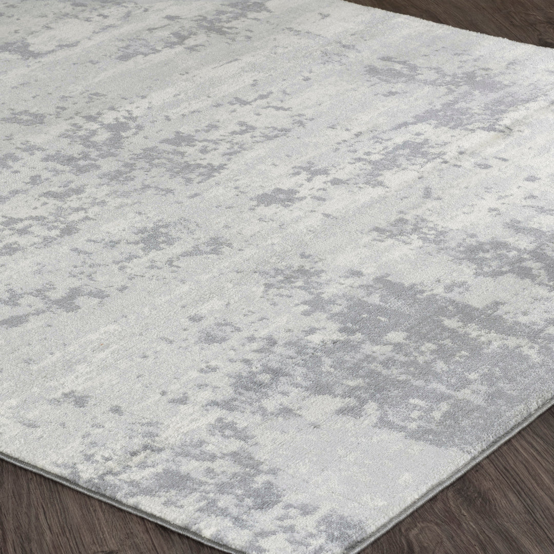 Tapis Rond Abstrait Moderne Gris/Ivoire Rond Dali