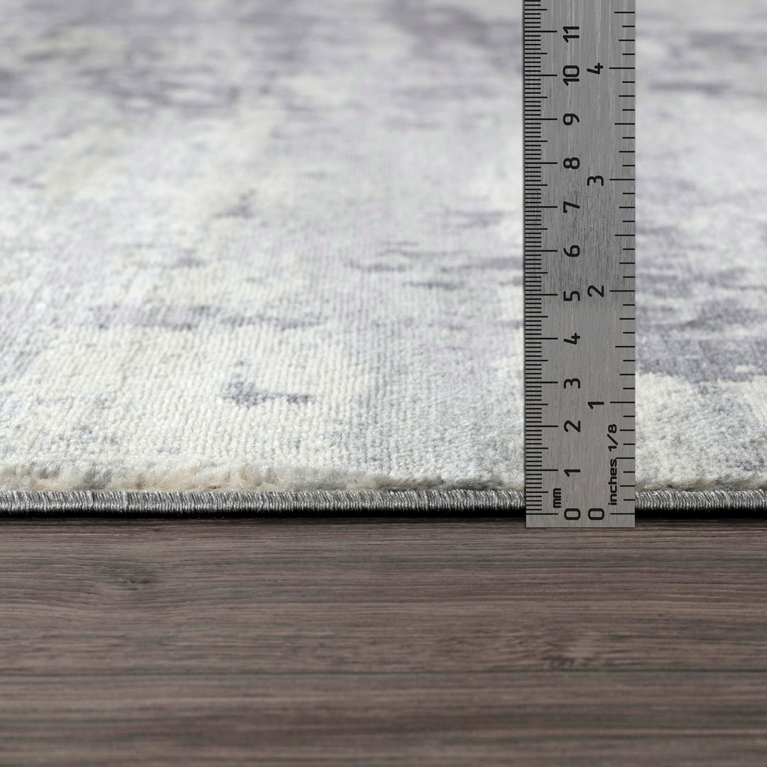 Tapis de Couloir Abstrait Moderne Gris/Ivoire Dali