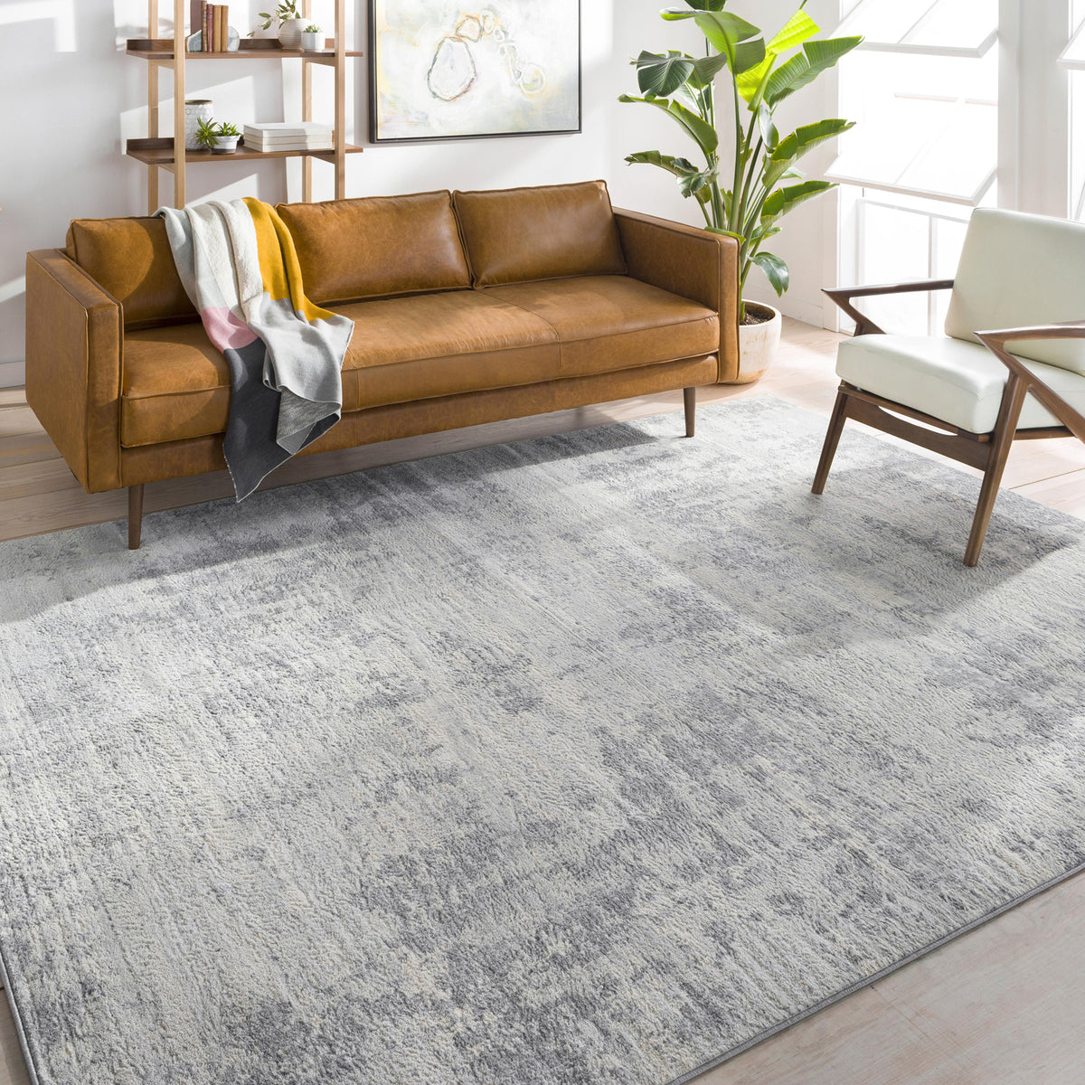 Tapis SURYA Victoire moderne, motif abstrait effet patiné gris argenté et ivoire, vue 9